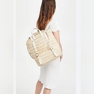 Elegant Cream Woven Tote Bag Summer Day's Backpack (Natural) Straw Tote Summer
